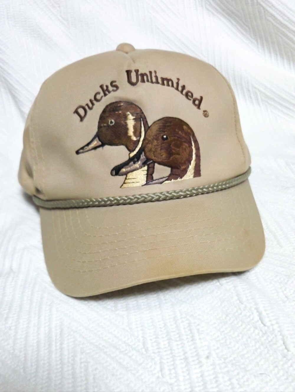 Vintage Ducks Unlimited Rope Hat Snapback Cap Made in Korea Mallard Duck Tan